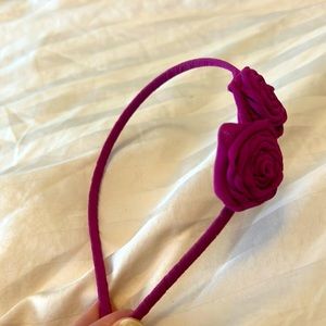 Berry colored headband with 2 flowers